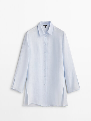 Oversize linen blouse with vents