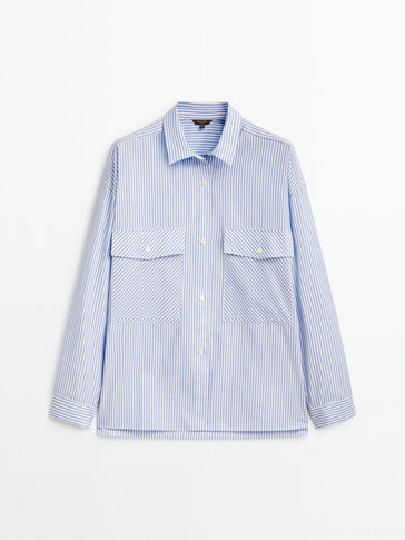 Cotton poplin shirt with pockets