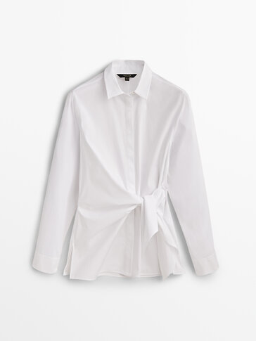 Poplin shirt with knot detail