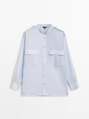Voile cotton shirt with pockets