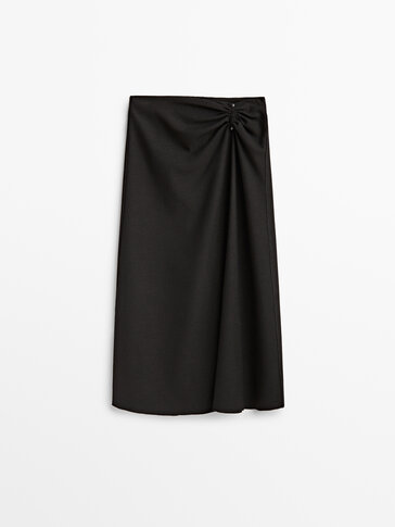 Midi skirt with gathered piece detail