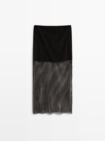 Double fabric beaded mesh skirt