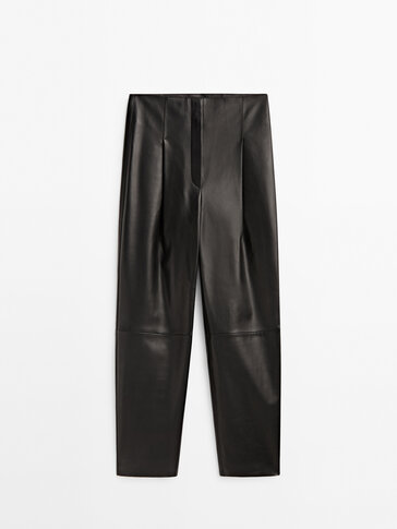 Nappa leather trousers with darts