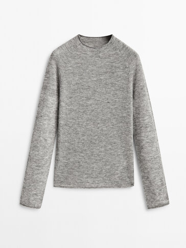Mock turtleneck wool blend sweater
