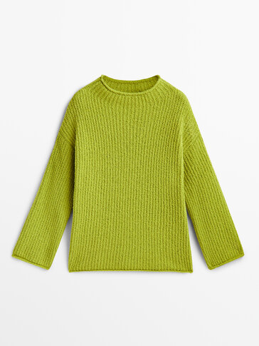 Textured knit mock turtleneck sweater