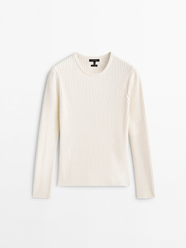Crew neck ribbed sweater