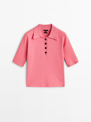 Short sleeve buttoned polo sweater