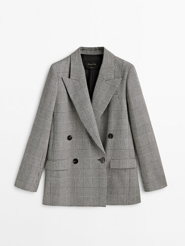 Double-breasted check blazer