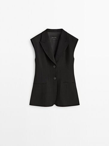 Fitted black buttoned waistcoat