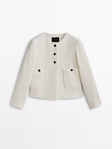Cropped jacket with contrast buttons