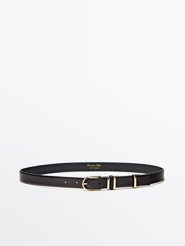 Leather belt with triple belt loop