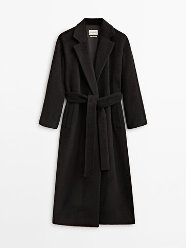 Black textured satin coat