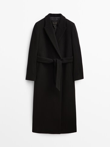 Long wool blend robe coat