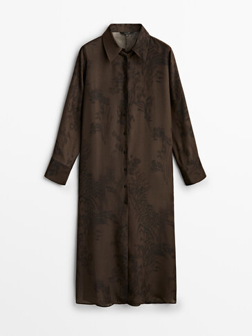 100% silk dress with a leaf print