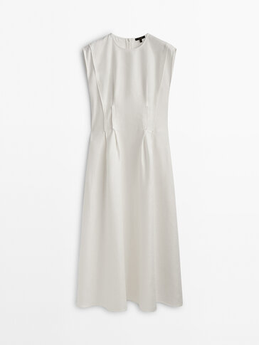 Linen dress with darts and seam details