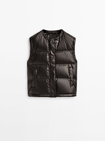 Puffer gilet with down and feather filling