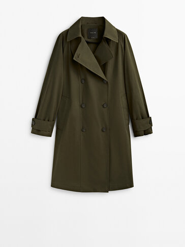 Short cotton blend trench jacket