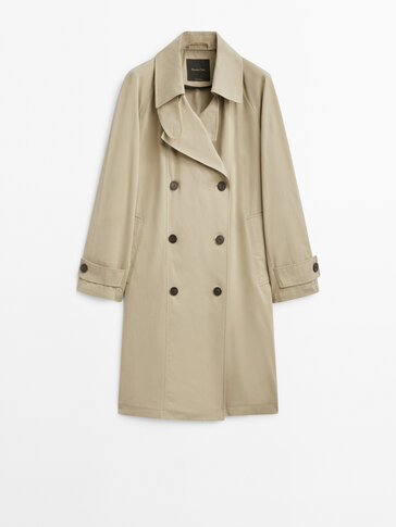 Short cotton blend trench jacket