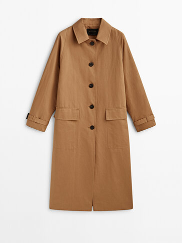 Cotton and linen blend trench jacket