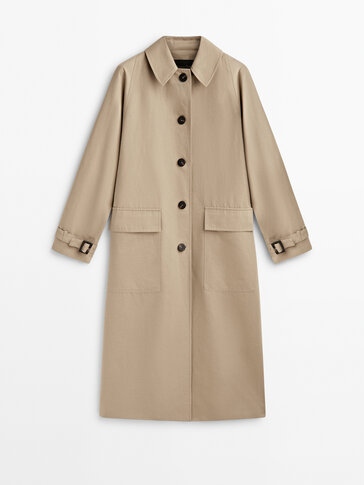 Cotton and linen blend trench jacket