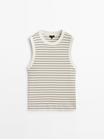Sleeveless top with contrast stripes