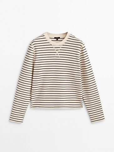 Striped cotton blend sweatshirt