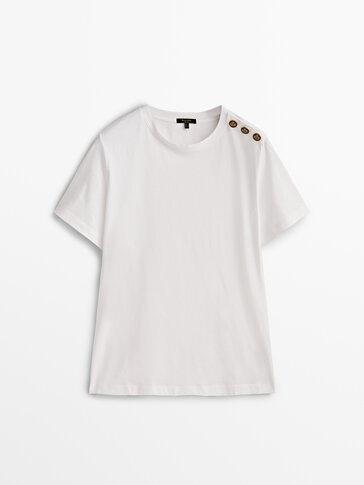 Cotton T-shirt with button details