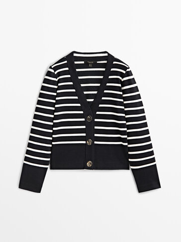 Striped cotton cardigan with buttons