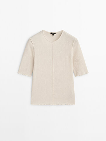 Creased-effect central seam T-shirt