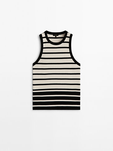 Sleeveless top with contrast stripes