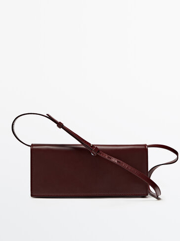 Rectangular leather bag with multi-way strap