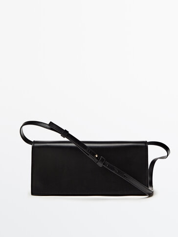Rectangular leather bag with multi-way strap