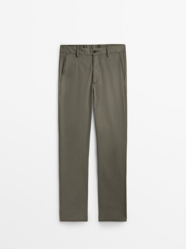 Tricotine tapered chino trousers