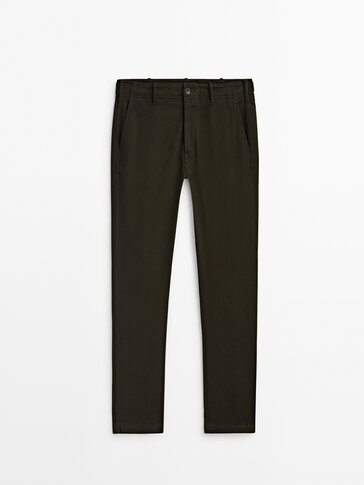 Tapered micro-textured chino trousers