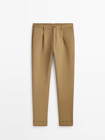 Relaxed fit darted chino trousers