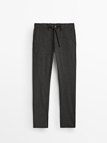 Relaxed fit houndstooth chino trousers