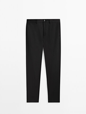Relaxed fit cotton blend chino trousers