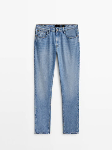 Tapered fit mid bleach jeans