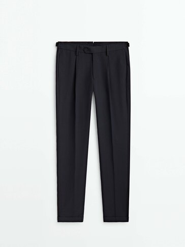 Wool and cotton suit trousers