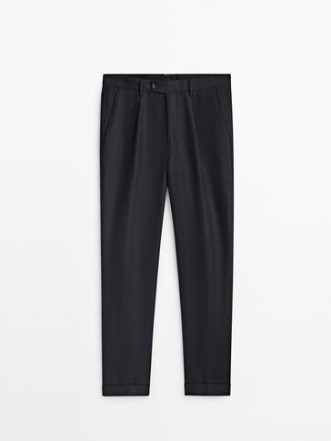 Relaxed fit darted linen trousers - Limited Edition