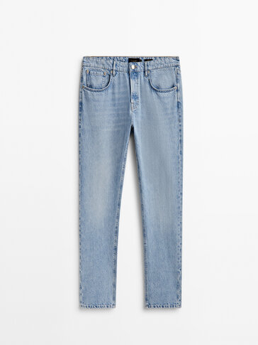 Tapered fit bleach jeans