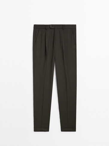 Houndstooth super 120's wool suit trousers