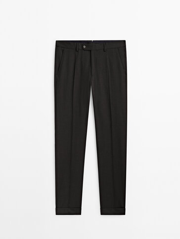 Grey wool suit trousers