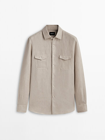 Regular fit linen shirt with pockets - Limited Edition