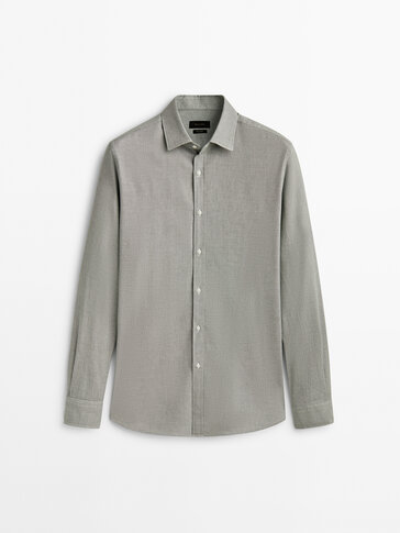 Slim fit cotton melange shirt