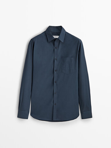 Relaxed fit cotton shirt with pocket -Studio