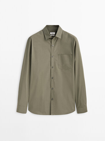 Relaxed fit cotton shirt with pocket -Studio