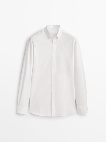 Slim fit textured cotton shirt