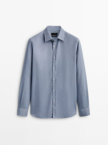 Slim fit cotton melange shirt