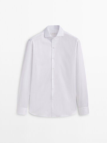 Slim fit textured cotton shirt
